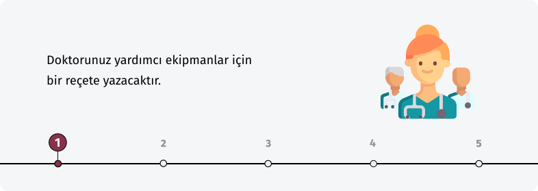 Doktorunuz yardımcı ekipmanlar için bir reçete yazacaktır.